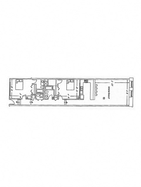 Floor plan for 2 beds, 2 baths, 1213 sqft